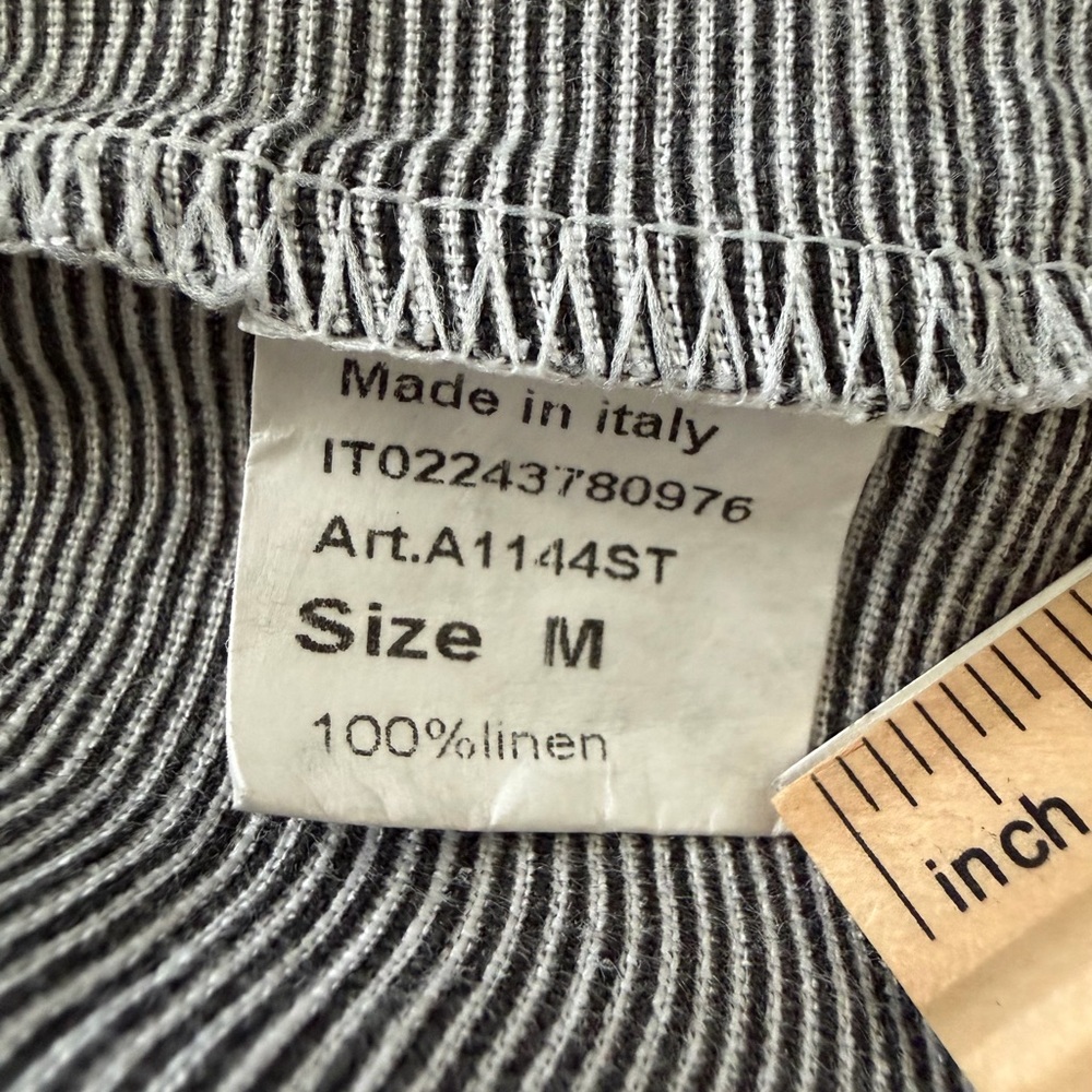 Stella Martini Coastal Linen Striped V-Neck Tunic Top Cover Up-Made in Italy-M - Picture 9 of 11